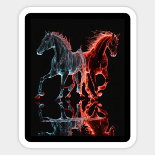 Fire and Ice Horses More Sticker